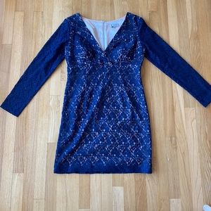 Ava & Aiden Lace Dress Blue- Long Sleeve